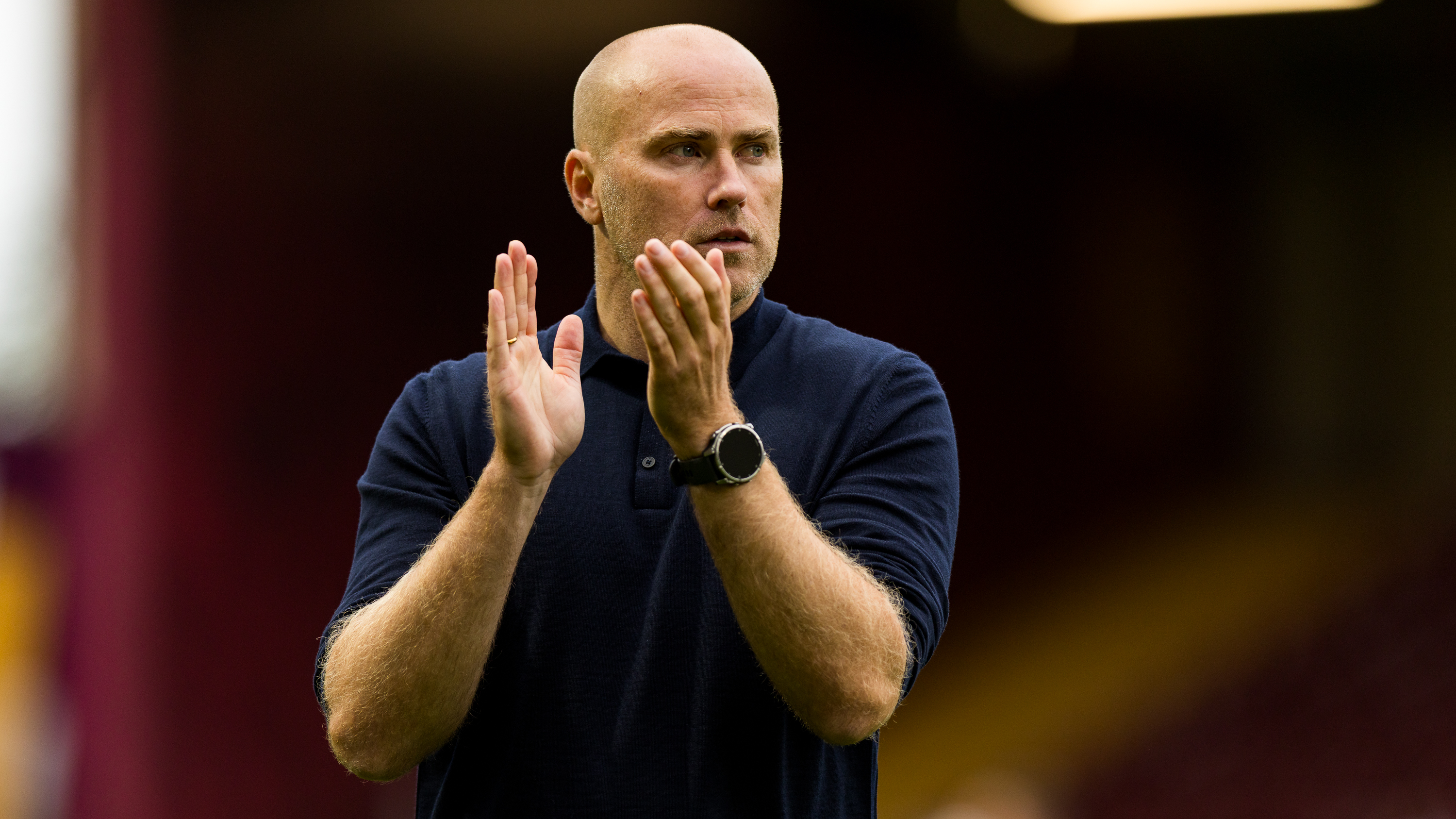 Jens Berthel Askou reacts to Kilmarnock draw.